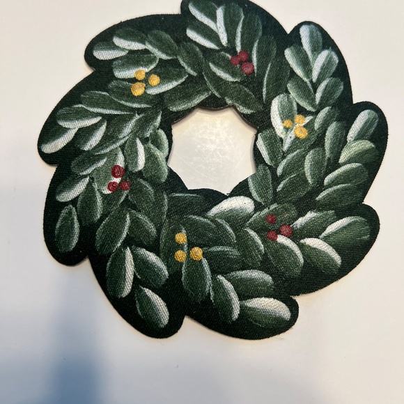 2001 Carole Shiber Hand-Painted Peony Holiday Wreath Coasters- Set of 4 VTG - Picture 3 of 6